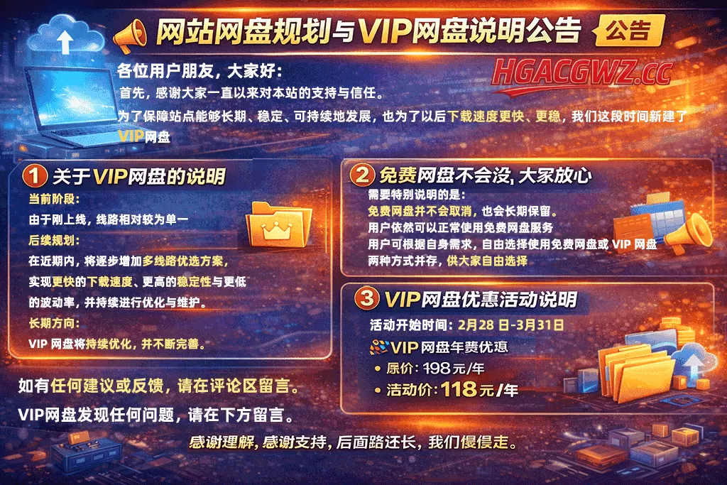 网站网盘规划与 VIP 网盘说明公告